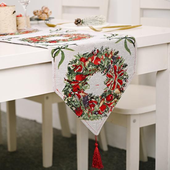 Pwichdn Рождественские украшения Трикотажная ткань Креативная красочная скатерть-бегун