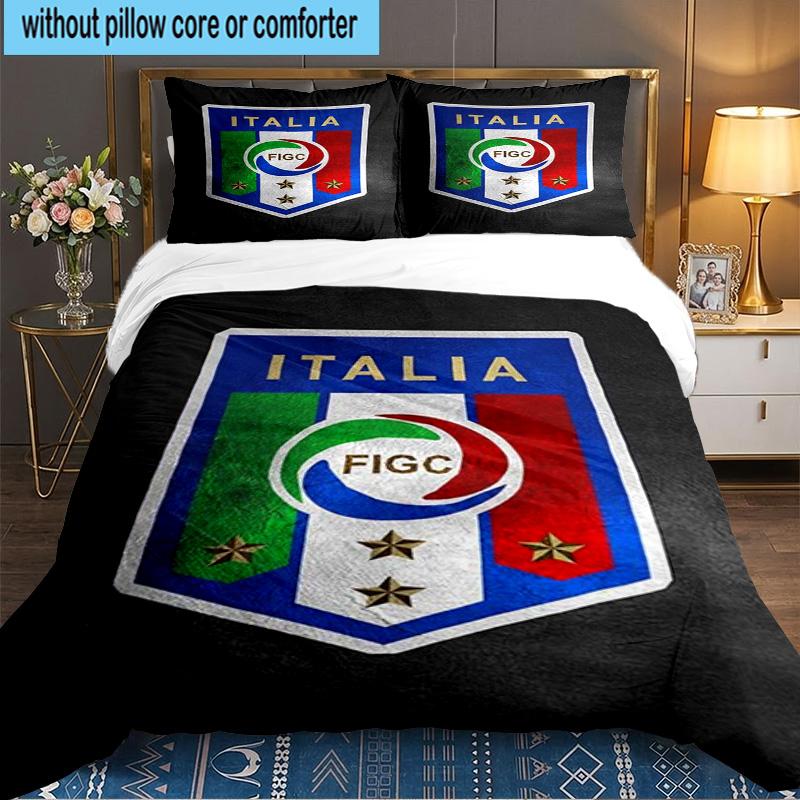 Italy Football Crest 3PCS Bedding set,Ideal for 1pc Duvet Cover And 2pcs Pillowcases Perfect for Fan gift,Ideal for Bedroom, Dormitory