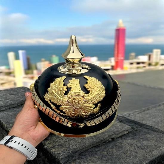 Brass Leather Prussian Pickelhaube Helmet Handcrafted German Imperial Style Gift