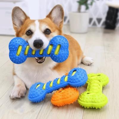 Игрушка для щенка для тренировки, устойчивая к укусам, жевательная игрушка для собаки со звуком, прочная, игрушка для чистки зубов, форма кости, молярная палочка для собаки, чистка зубов
