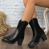 Женские зимние ботильоны на высоком каблуке, ретро-обувь, кожаные массивные ботинки челси, тренд, новый бренд, зимняя классика, Botas De Mujer