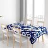 Синяя Белая Скатерть с Цветочным Принтом для Декора Обеденной Комнаты - Мягкая Моющаяся Ткань с Кружевной Отделкой - Доступны Разные Размеры