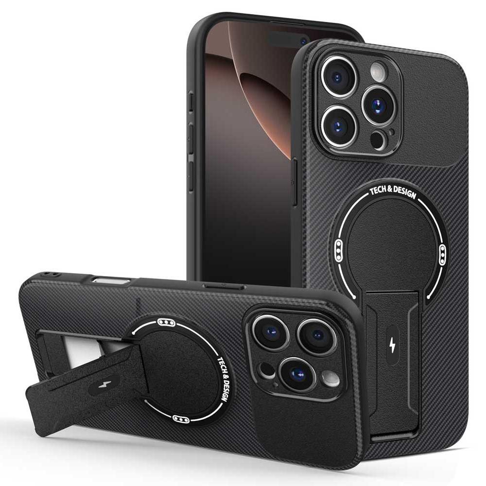 For iPhone16 Pro Max Invisible Support Case for iPhone 15 14 Pro 13 12 11 16e 16Plus 15Plus 14Plus Magnetic Hard Anti-fall Cover