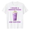 Забавная Я выпил шейк Grimace и выжил Футболка Графическая футболка Топы Любитель шейков Блузки с коротким рукавом Летняя мода Надписи