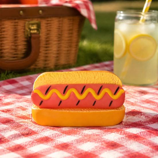 Relaxing Fidget Toy Hot Dog Bread Squeeze Toy, Realistic Food Stress Relief Slow Rebound Ball Sensory for Home Office Classroom Adults