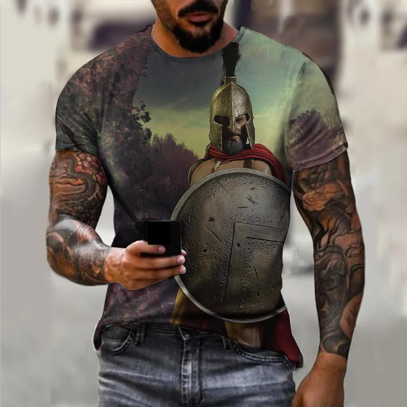 Винтажные спартанские футболки с 3D принтом и графикой для мужчин, футболки с короткими рукавами, модная уличная одежда больших размеров, мужская повседневная одежда