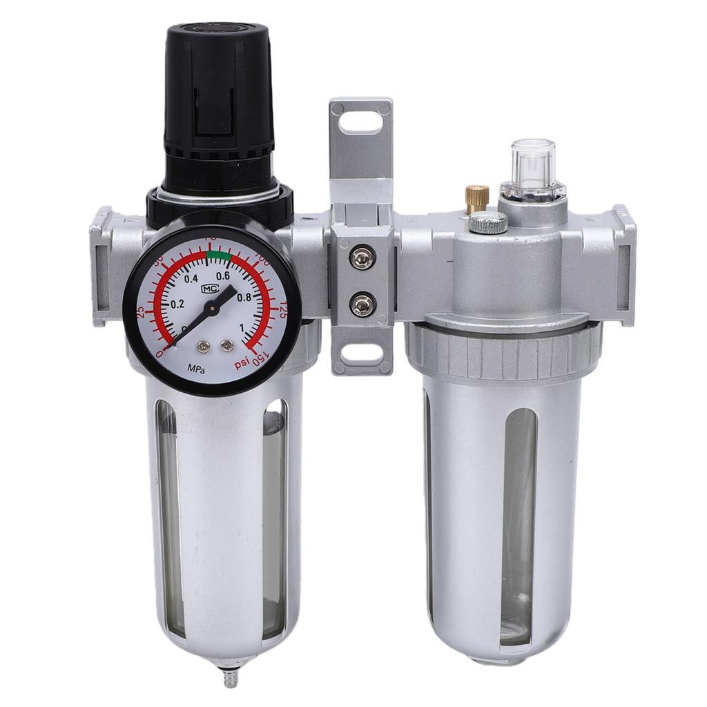 Air Compressor Filter Regulator Combo 1 4in SFC200 Aluminum Alloy Oil Water Separator Semi Auto Drain for Auto Repair