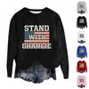 Women's Fashion Round Neck Pullover Top Long Sleeve Tee Printed Sweatshirt