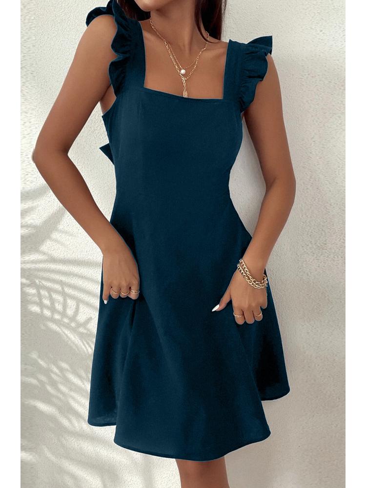 2024 Трансграничное европейское и американское женское платье на бретелях в пасторальном стиле: Короткий, Милый, Универсальный для Поездок на работу, Отпуска или Пляжа.