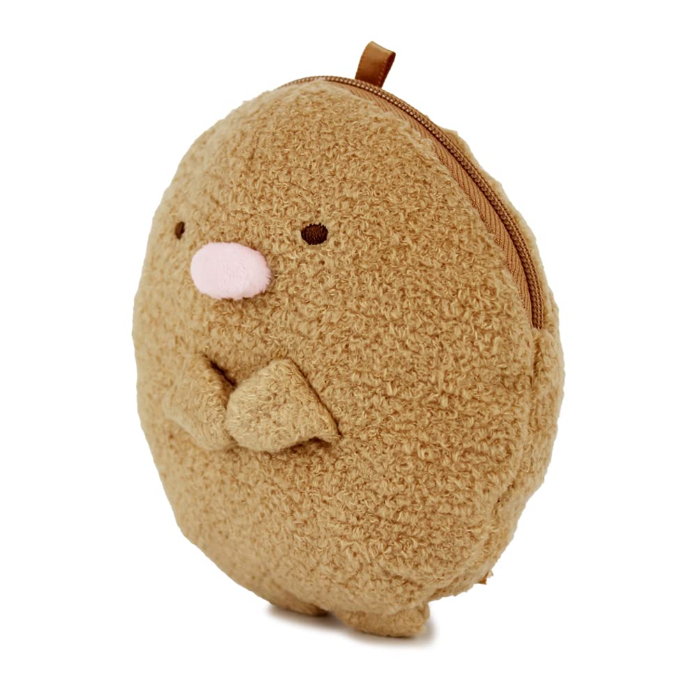Плюшевая копилка-монетница Sumikkogurashi Tonkatsu с ремешком на шею SG 1483 BR, Коричневая,