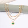 Exaggerated Jewelry K Gold-plated Emerald Multi-layer Necklace Niche Personalized Alloy Pendant Female