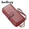 Baellerry Women's Four Leaf Clover Long Purse Multifunctional Wallet Pu Leather Card Holder Snap Button Billfold Fashion Cell Phone Bag with Lanyard