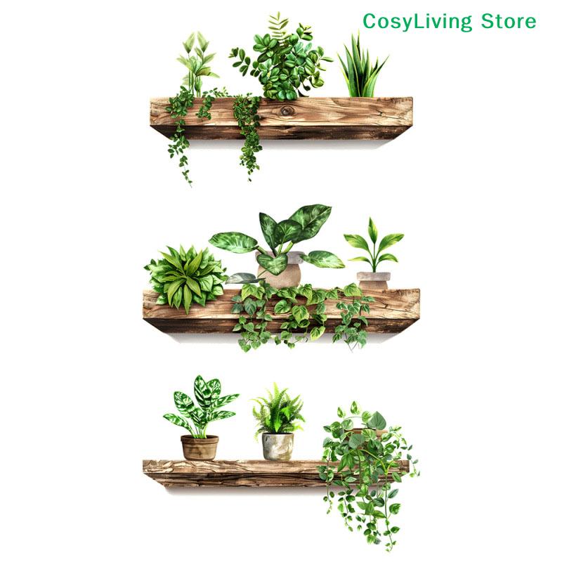 Съемные DIY Настенные Арт-наклейки Творческие Настенные Наклейки Наклейки с Растениями в Горшках Самоклеящиеся Настенные Обои Аксессуары для Домашнего Декора