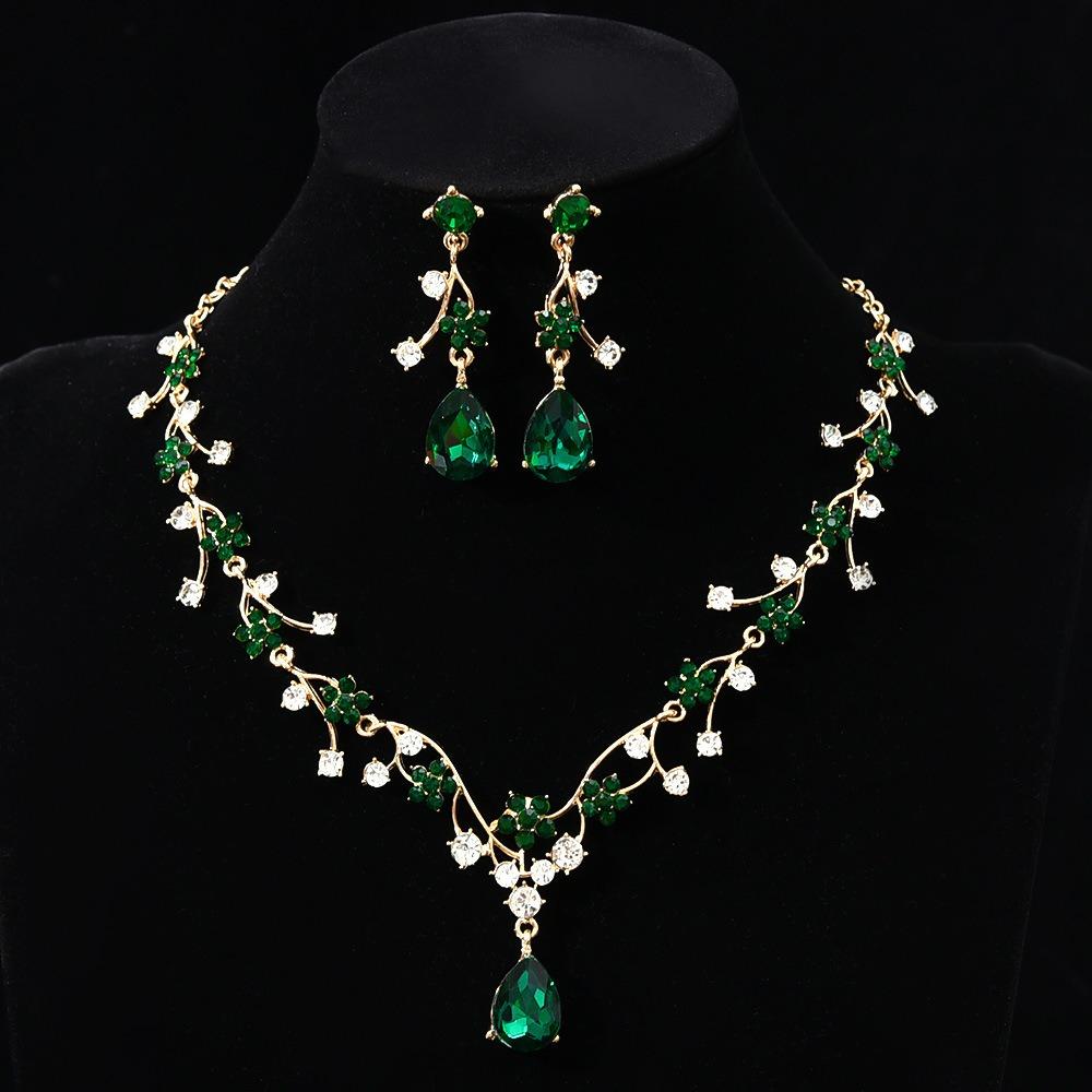 Свадебные наборы ювелирных изделий «Золотая капля воды» Блестящее колье-чокер и набор серег Ювелирные подарки