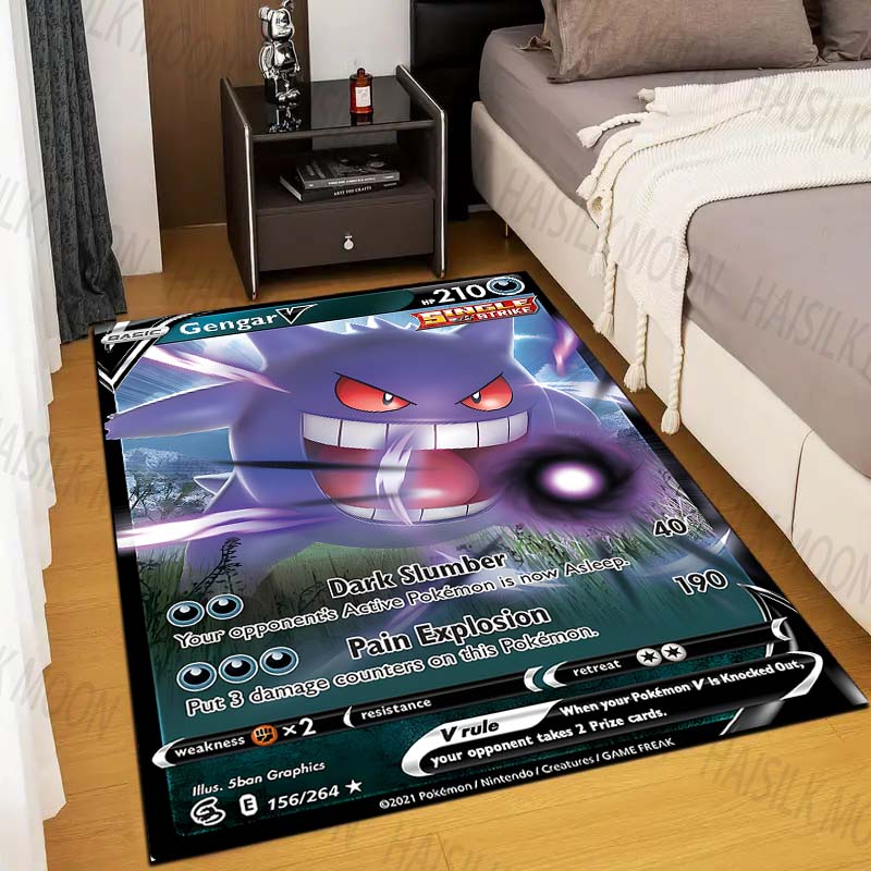 1 шт. Ковер с принтом карточек покемона Генга для гостиной, коврик для детской спальни, коврик для дивана, придверный коврик, напольный ковер, домашний декор, противоскользящий коврик