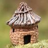Cartoon Retro Thatched House Crafts Sculpture Moss Miniature Landscape Flower Pot Garden DIY Decoration Supplies