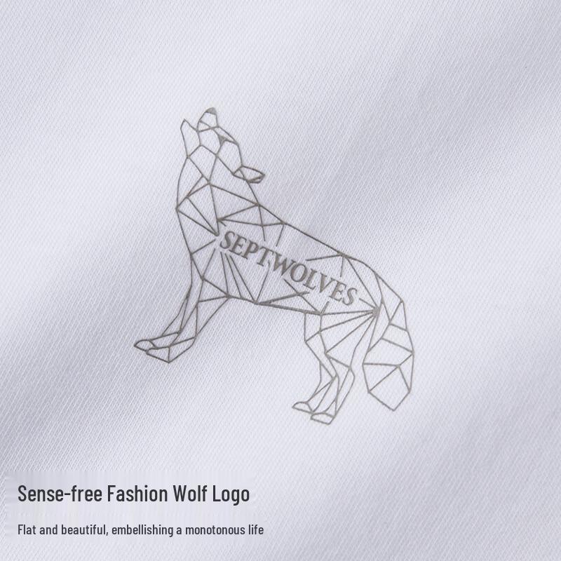 SEPTWOLVES Мужская футболка с длинными рукавами из 100% хлопка с геометрическим рисунком волка.