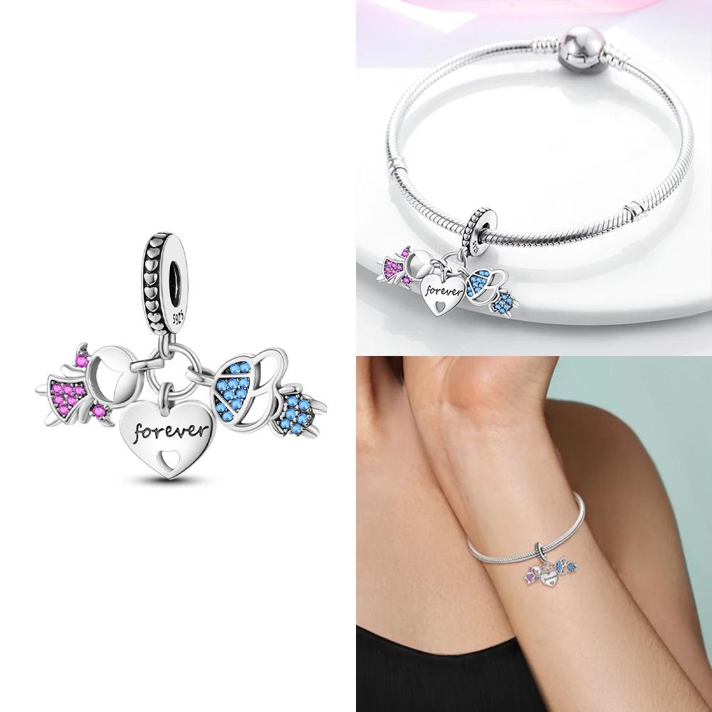 Copper Charm Fit Original Pink Pendant Charm Bracelet Necklace Women Beads Diy Jewerlry Accessories Fine Gift