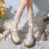 Bow Calf Socks Ultra-Thin Lace Slim Leg Socks Children Spring And Summer Cute Lolita Sexy Fishnet Socks