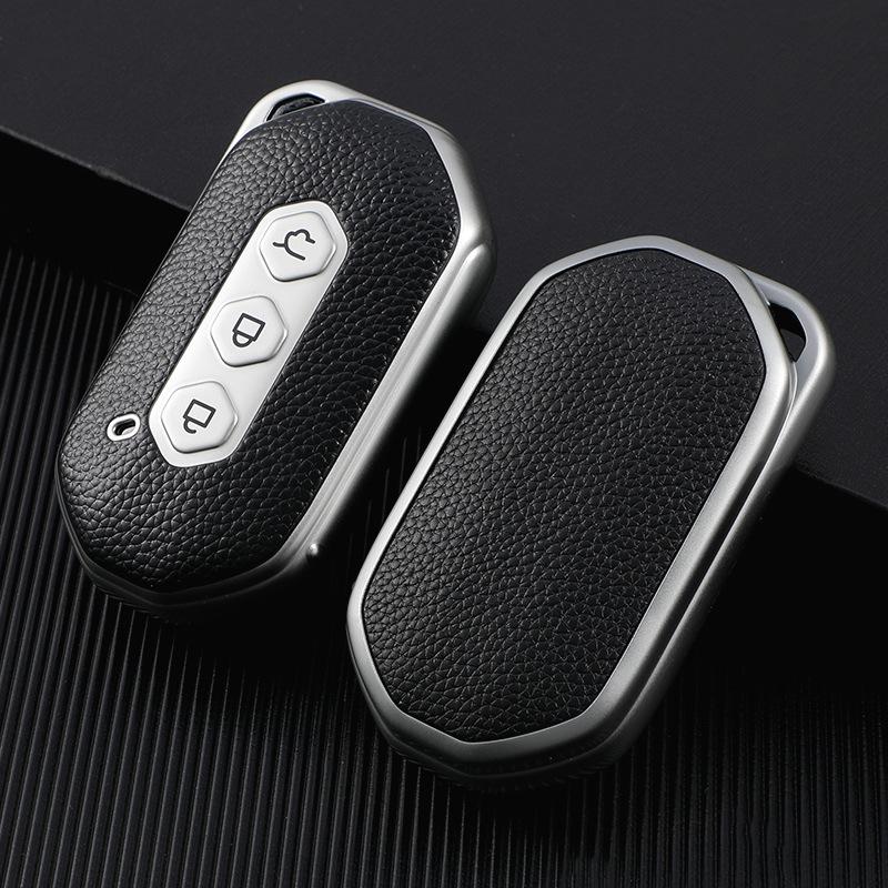 Wuling Capgemini Key Cover - Premium Leather Texture Smart Remote Protection for Men & Women