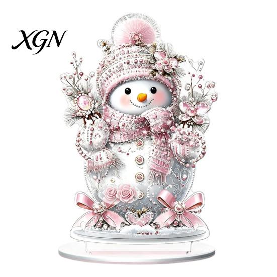 Christmas Theme Tabletop Ornaments Winter Ornaments, Double-sided Acrylic Snowman/Santa Claus/Reindeer/Cottage Table Seasonal Home Decorations