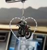 2d Acrylic Heart Couple Skull Car Pendant For Halloween And Christmas Decoration
