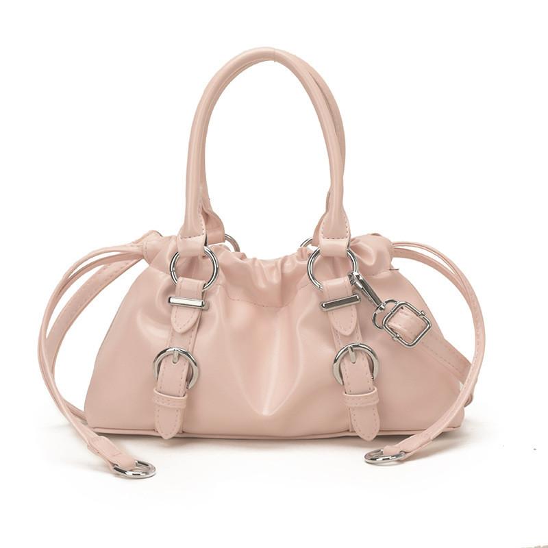 IELGY Soft Leather Pleated Portable Cloud Bag Shoulder Crossbody Female Bag