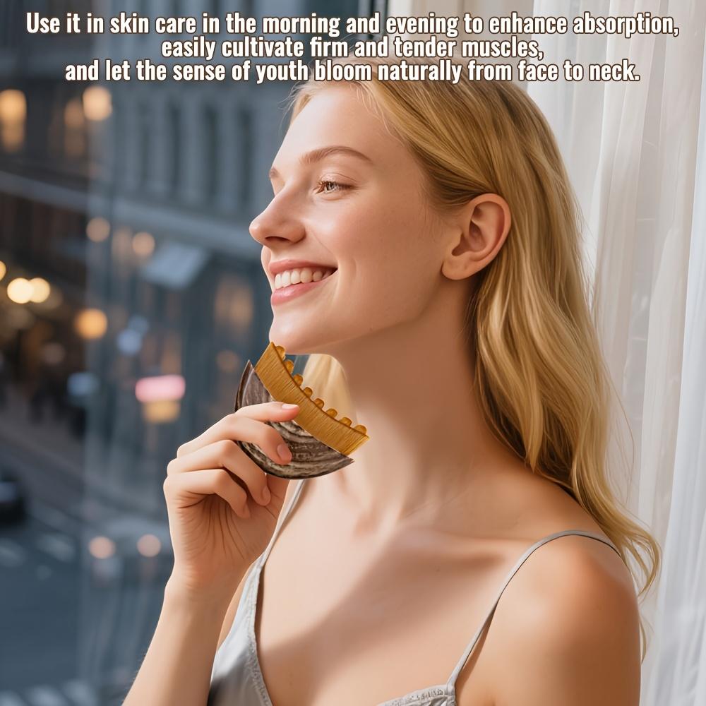 Лимфодренажная контурная кисть для лица, Сухая кисть для лица, для формирования линии челюсти и подбородка, Эргономичный дизайн, Точное прилегание, Светло-бежевый