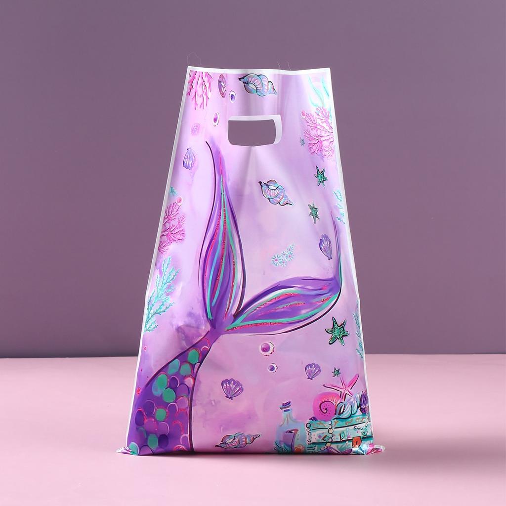Пластиковые пакеты для сладостей для вечеринки в стиле русалочки, пакеты для конфет и подарков с хвостом русалки для дня рождения в стиле русалочки, декорация для вечеринки «Под водой», сувенир для детского душа