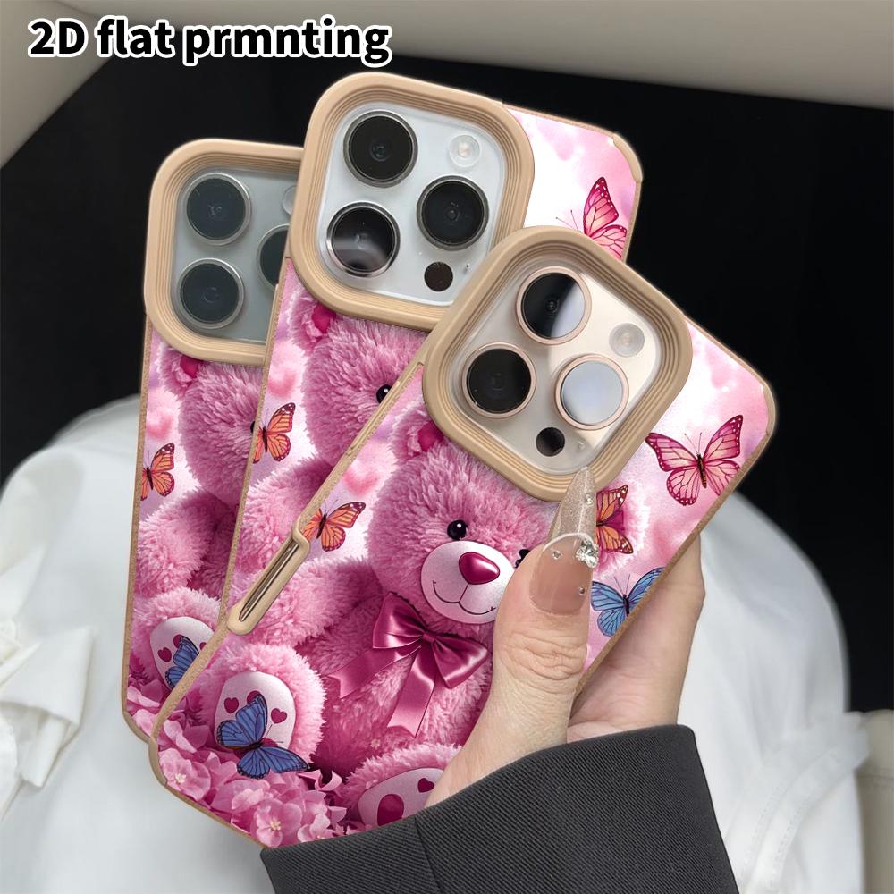 Phone Case: 2D flat lambskin suitable for iPhone 18 17 16 15 14 13 Pro cases, plush teddy bear, Christmas and Halloween gifts