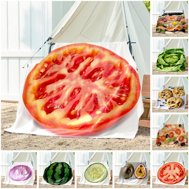 1pc Cookies, watermelon, onion pattern blanket, all season lightweight home office outdoor nap multifunctional blanket