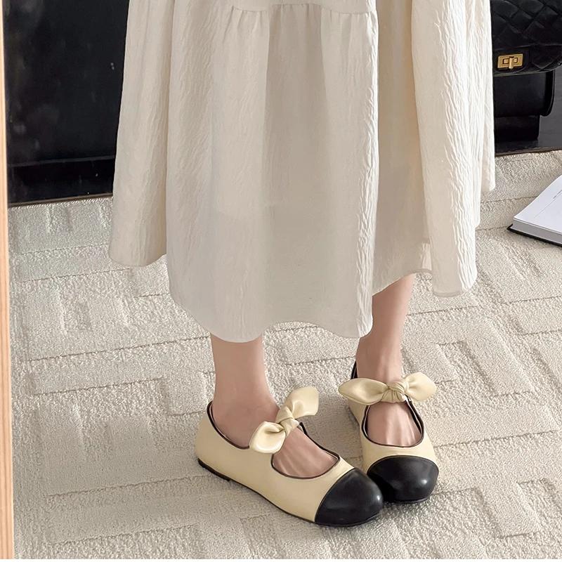 Designer Butterfly-knot Women Mary Jane Shoes Shallow Slip On Shoes Ladies Casual Outdoor Soft Sole Ballerina Shoes