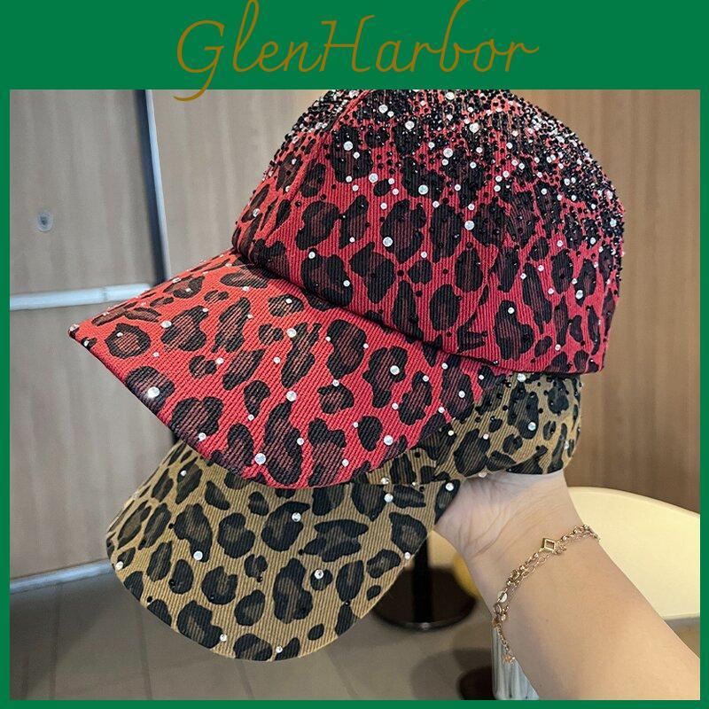 Leopard Print Baseball Cap With Rhinestones For Summer Street Style Fans