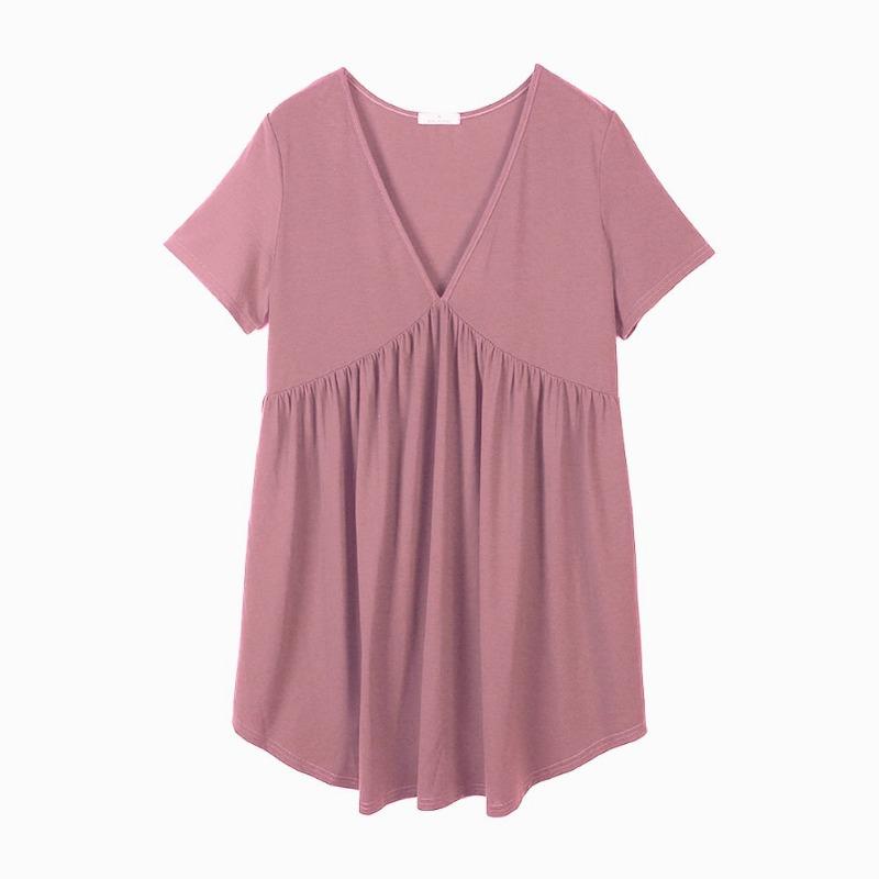 Летняя ночная рубашка большого размера, женская домашняя одежда, пижамы с короткими рукавами, v-образным вырезом, ночные рубашки большого размера