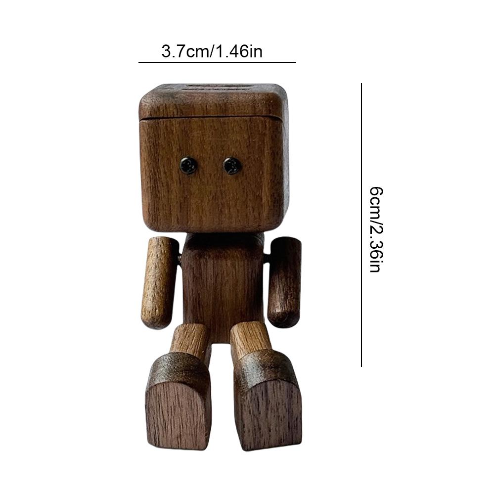 Shaking Wooden Man Figurine Multi-Purpose Cute Car Wood Ornaments Wear Resist Creative Handcrafted Statue for Home & Office