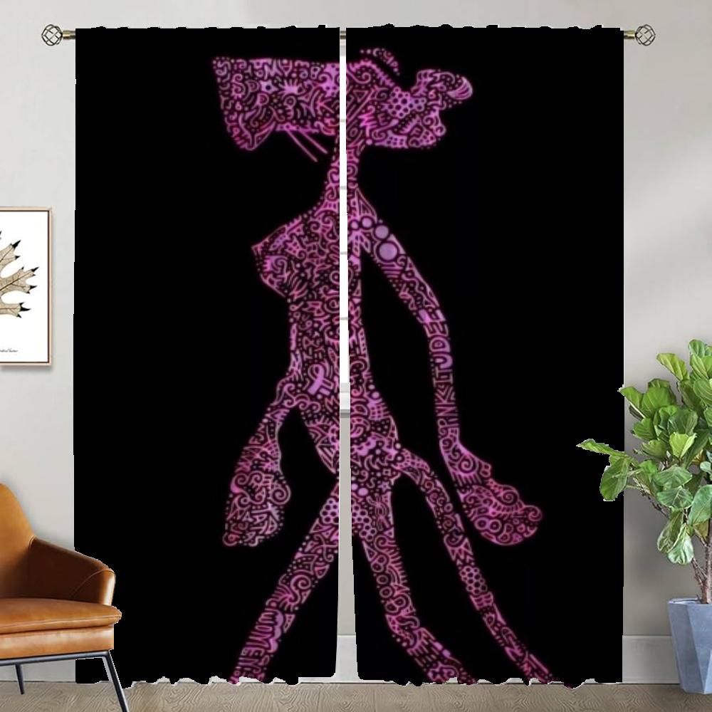 Кухонные шторы для гостиной Шторы Розовая пантера Домашний интерьер Шторы 2 шт Разделение Хэллоуин Украшения Оттенки