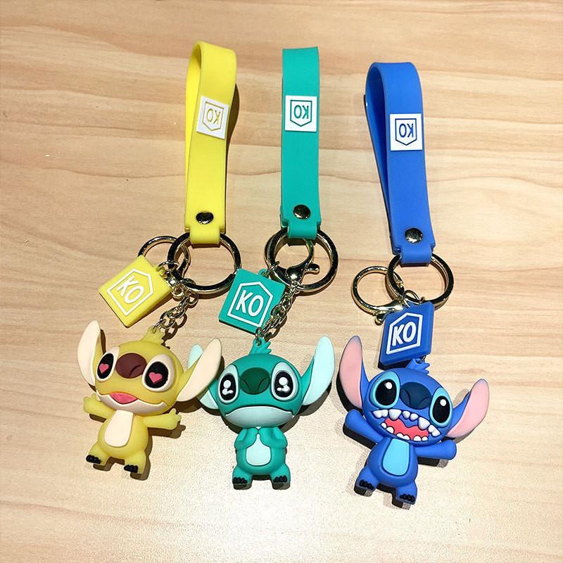 Adorable Cartoon Stitch Keychain Soft Silicone Couple Bag Charm For Car Keys