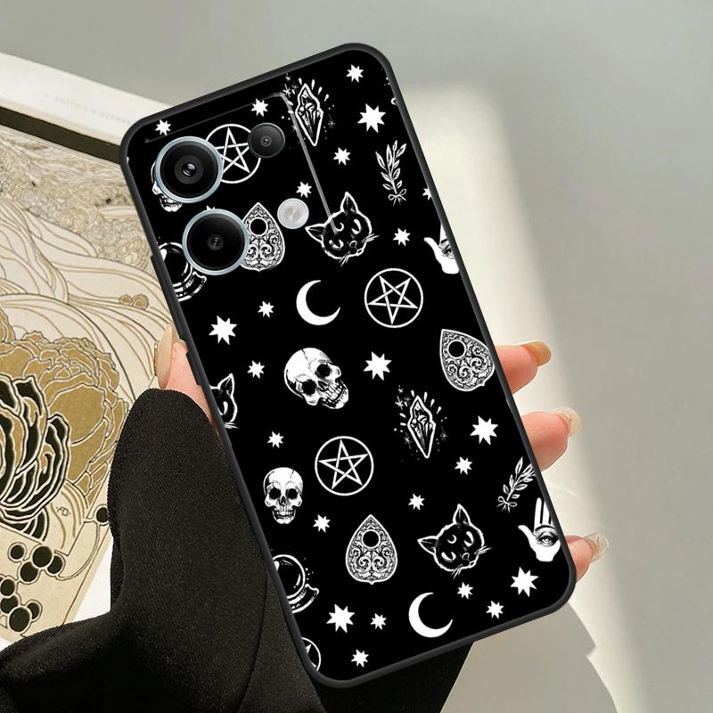 Halloween Witch Cat Case For Xiaomi Redmi Note 13 Pro 14 12 11 9 10 9S 10S 11S 12S Redmi 13C 10C 12C 14C Cover
