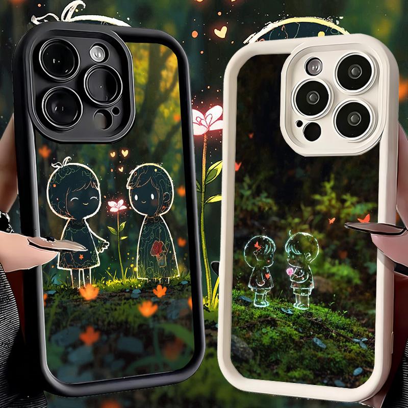 Чехол для телефона iPhone 17 Air 16E 15 16 Pro Max Nature Милый в стиле детского рисунка Чехол 14 Plus 13 12 Mini Мягкий силиконовый Забавный