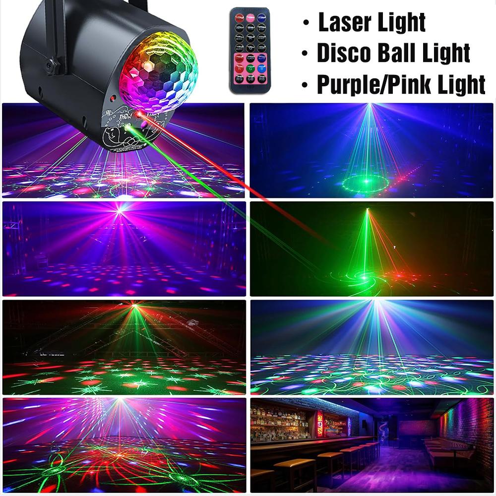 3-в-1 Праздничные огни Диско-шар Освещение для диджеев Диско Освещение сцены Стробоскопы со звуковым управлением Рождественская свадьба Домашний декор