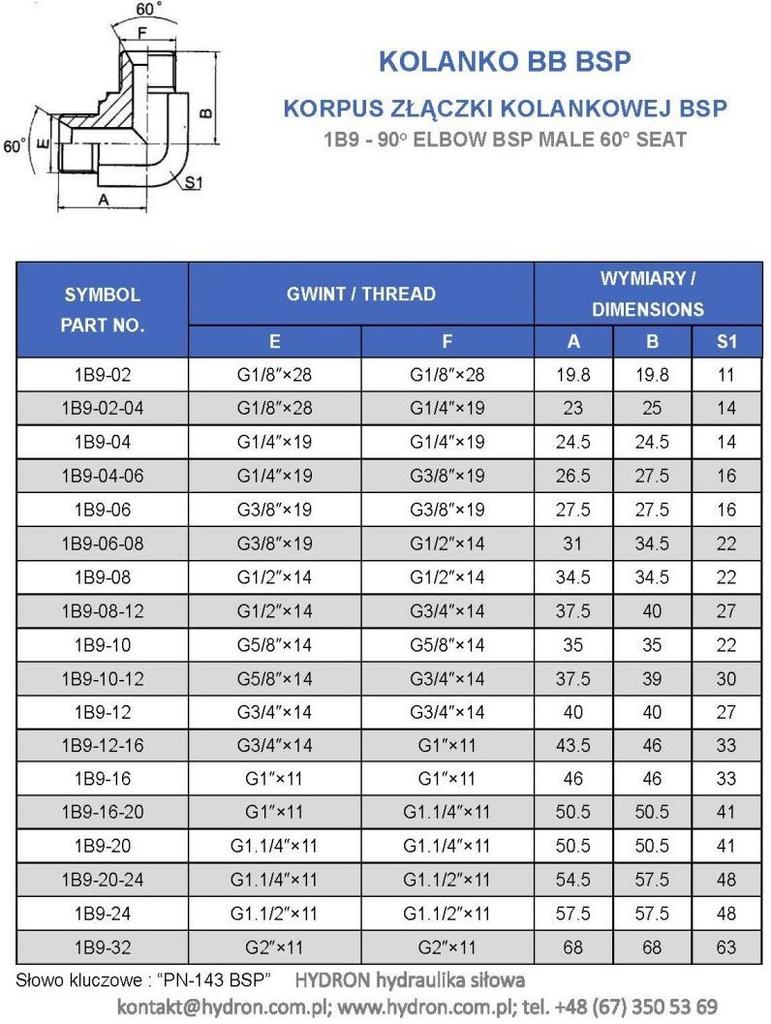 Kolanko Bb 90° Bsp 1/8"
