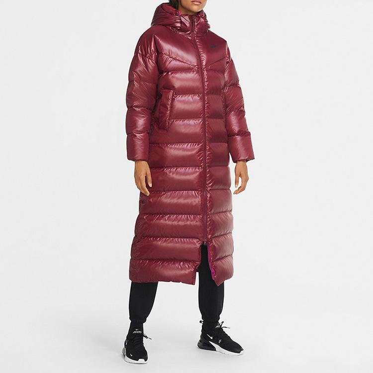 Nike Женские пуховики Бордовые С капюшоном Умеренные Другие CU5821-638
