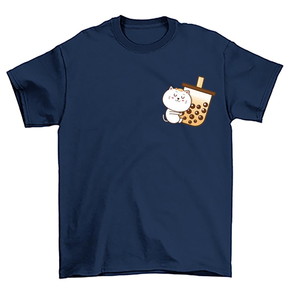 POPCLOSET Xs-3xl Cat Bubble Milk Tea Kucing Милая хлопковая футболка женская футболка женская мужская Baju Perempuan Lelaki Oversize