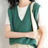 Вязаный жилет женский с рубашкой однотонный свитер с V-образным вырезом свободный пуловер повседневный камзол на осень женский жилет