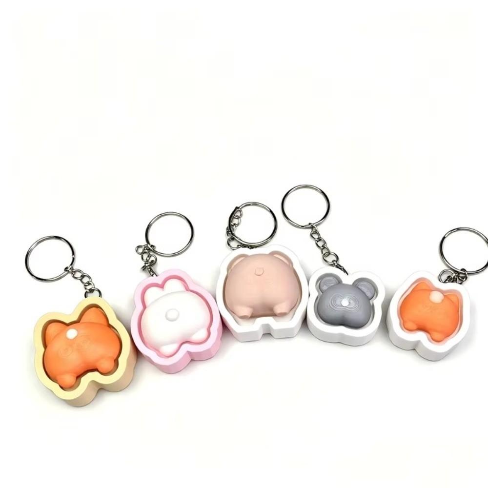 Slow Resbound Finger Button Clicker Soft Squeeze Toy Keychain Fidget Keychain Holiday Gifts