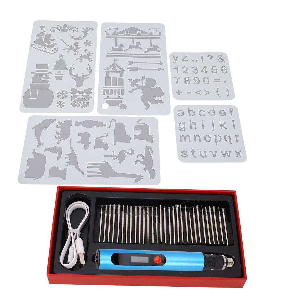 Набор гравировальных ручек Тип C Перезаряжаемая Беспроводная Электрическая Машина для Травления с 5 Шаблонами для Художников