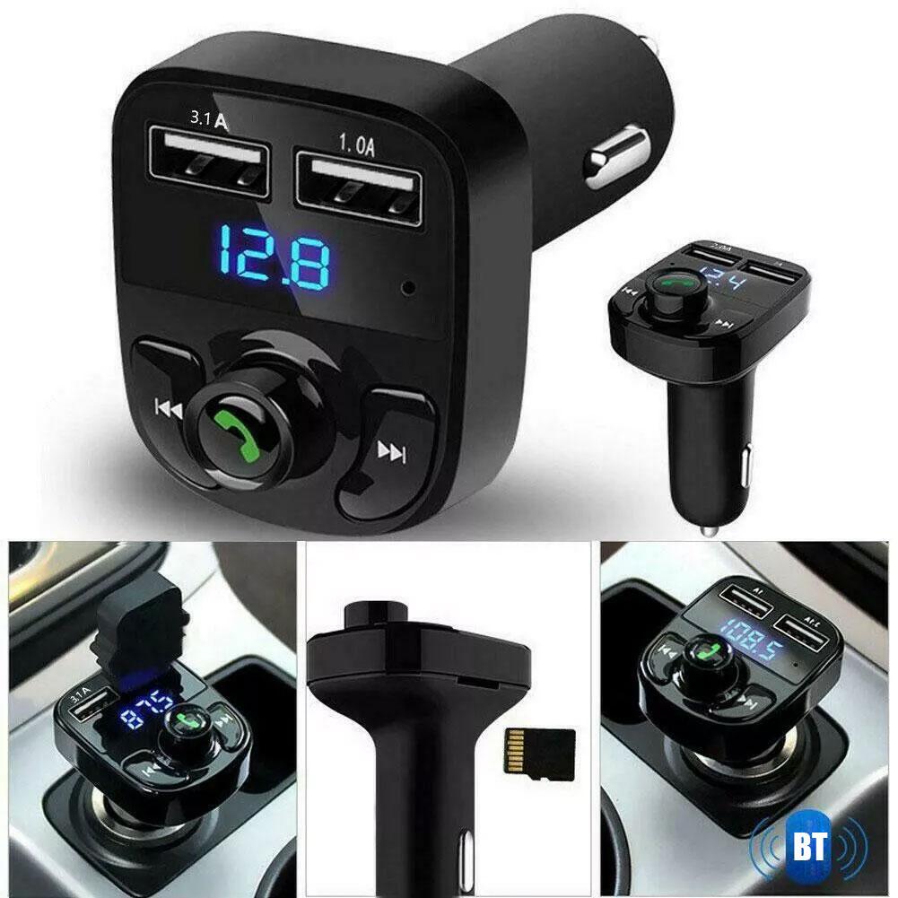 Wireless Bluetooth FM Transmitter & MP3 Player With Hands-Free Calling Radio Receiver Dual USB Charger & Music Stereo Adapter