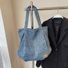 2025 осень и зима простая джинсовая сумка через плечо модная вместительная сумка-тоут для поездок на работу женская сумка студенческий класс досуг школьный рюкзак