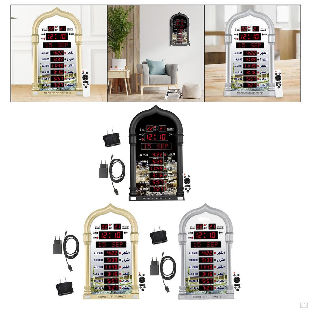 Азан часы мечеть Рамадан молитвенный календарь домашний декор светодиодный
