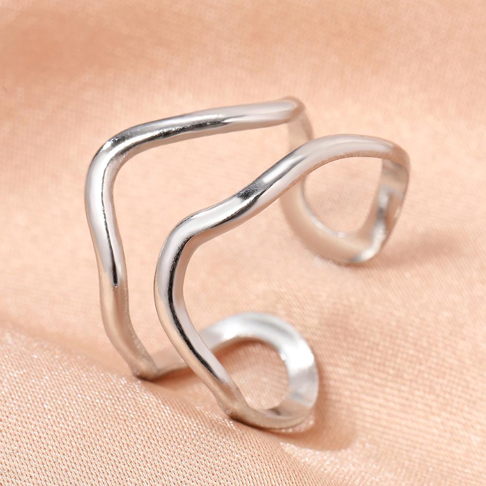 Stainless Steel Rings Minimalist Geometric Personality Snake Adjustable Open Ring Fashion Trending Ring For Women Zircon Gifts